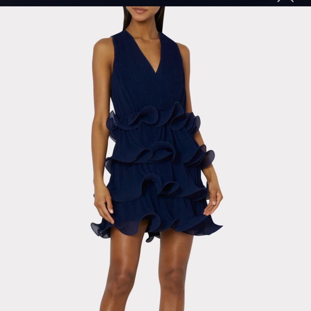 Milly gia chiffon tiered dress. Navy. Only wore once!